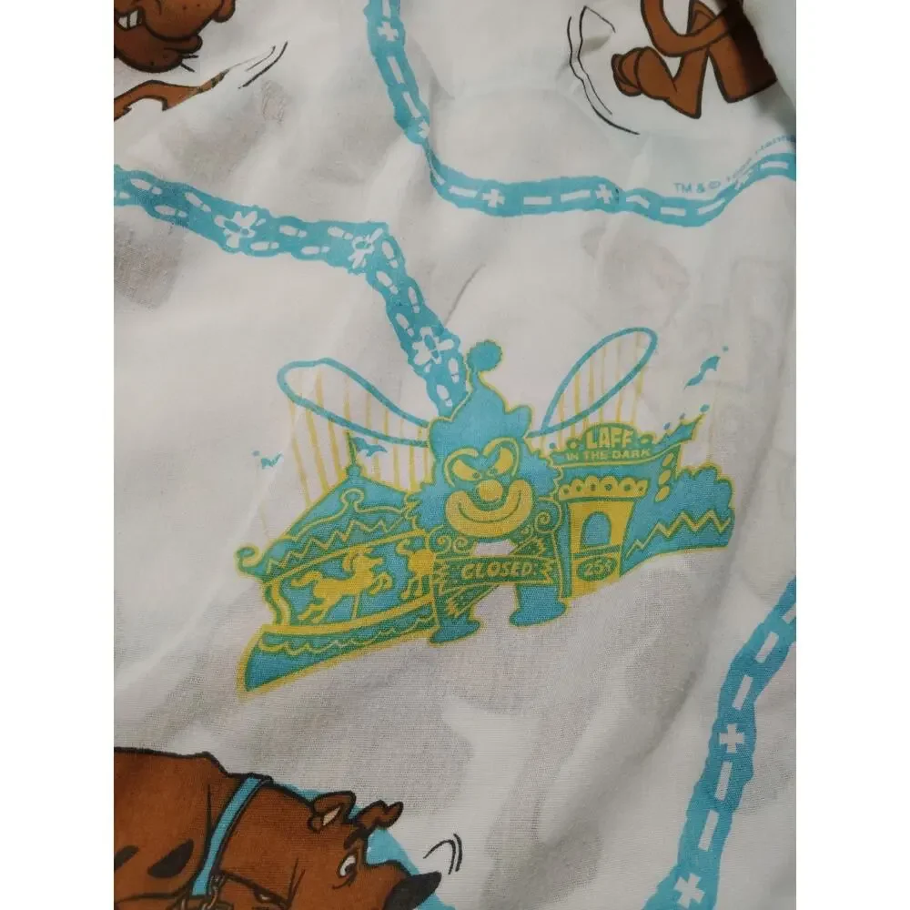 Vintage Scooby Doo TWIN Fitted SHEET Shaggy Mystery Machine Hanna Barbera USA